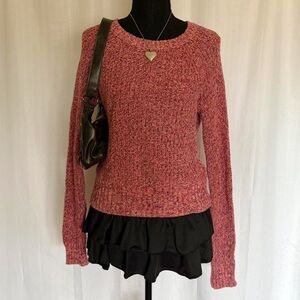 American Eagle Coral Pink & Purple Crewneck Sweater Size Small